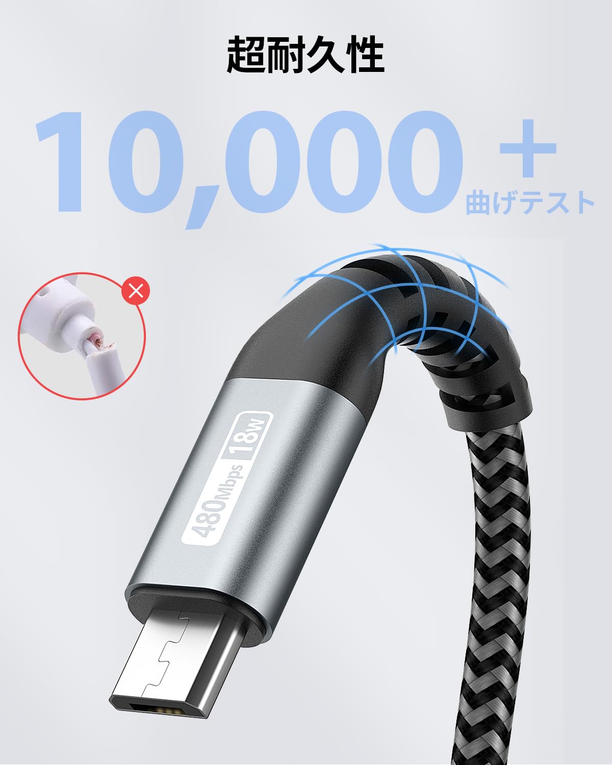 Amazon.co.jp: SUNGUY Micro USB ケーブル 0.3M 【3本組】QC3.0/2.0